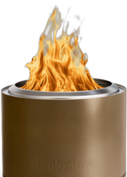 solo stove with flames